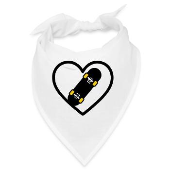 Skateboard Herz Sport Street Leidenschaft - Bandana - Weiß - Vorne
