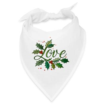 Love Schriftzug mit weihnachtlicher Stechpalme - Bandana - Weiß - Vorne