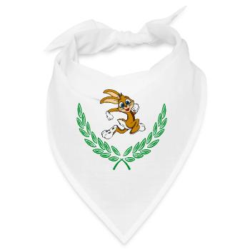 Süßes Kaninchen im grünen Lorbeerkranz - Bandana - Weiß - Vorne