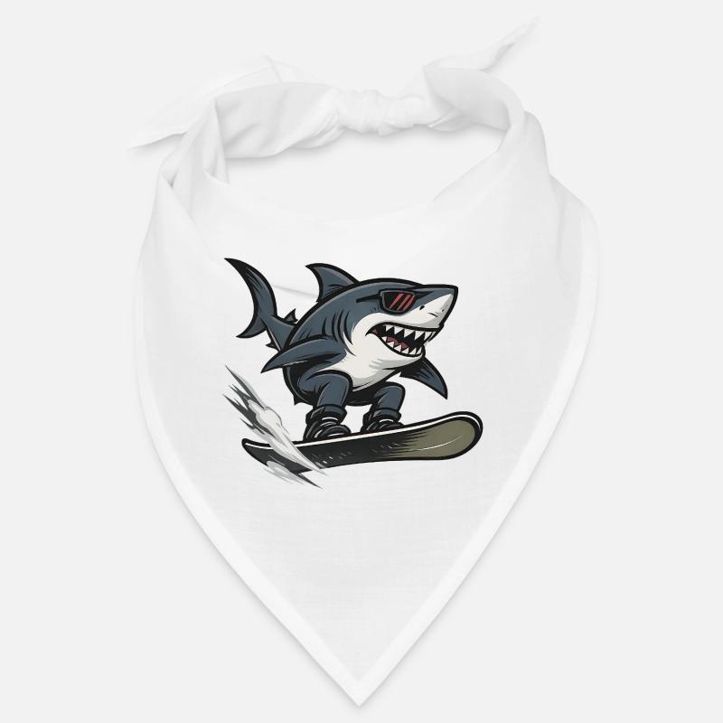 Requin surfeur avec des lunettes de soleil style dessin animé Bandana