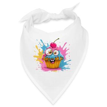 Bunter Cupcake mit Glubschaugen - Bandana - Weiß - Vorne