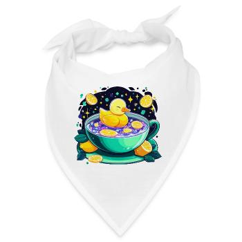 Zitrus-Ducky im Tee-Schaum - Bandana - Weiß - Vorne