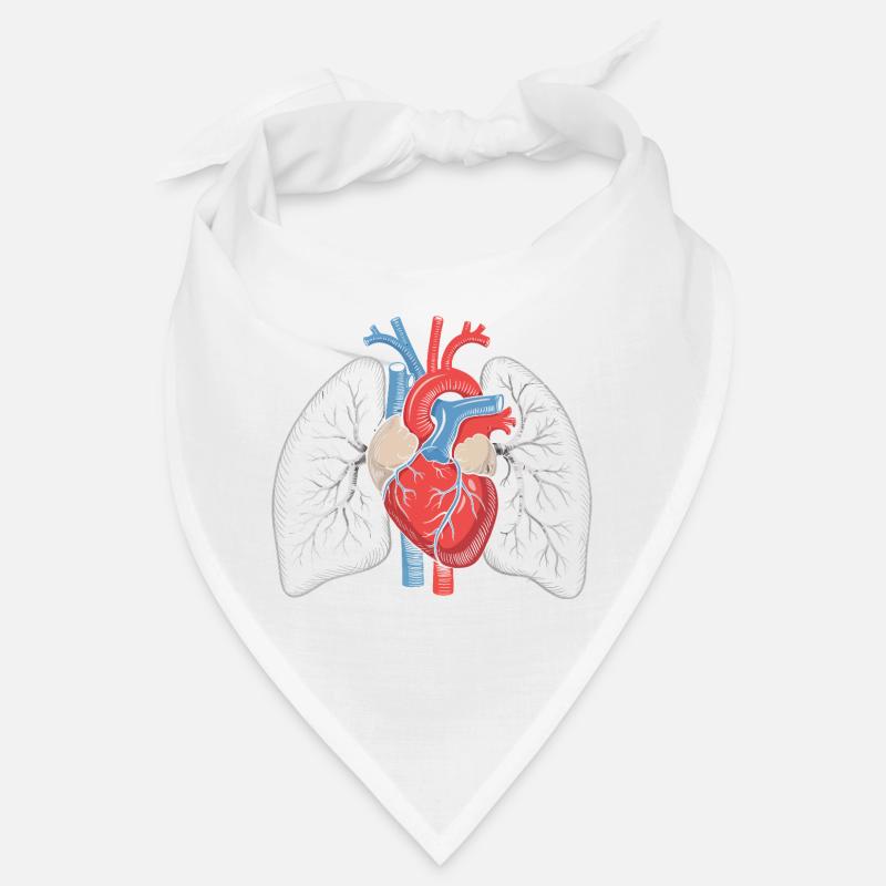 Herz-Lungen Anatomie Kunstdruck - Bandana - Weiß