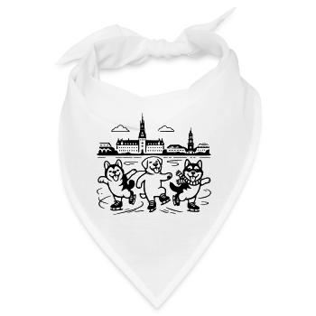 Schlittschuh Mimalistisch Line Art - Bandana - Weiß - Vorne