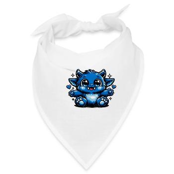 Blauer Kuschel-Drachen Comicstil - Bandana - Weiß - Vorne