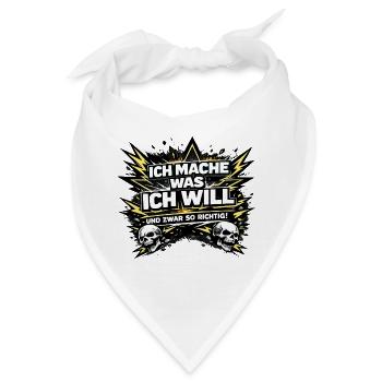 Ich mache was ich will – Skull & Blitze - Bandana - Weiß - Vorne