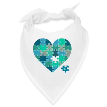 Puzzleherz Blaugrün - Bandana - Weiß - Vorne