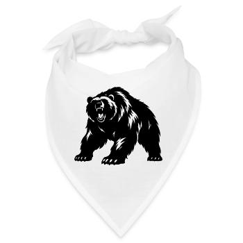 Grizzly Bär Silhouette - Bandana - Weiß - Vorne