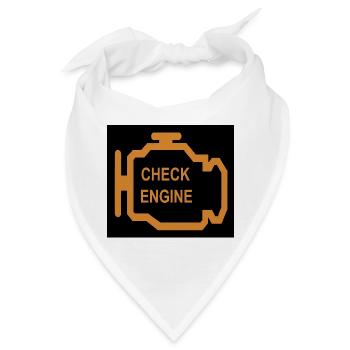 Motor-Symbol in Orange prüfen - Bandana - Weiß - Vorne