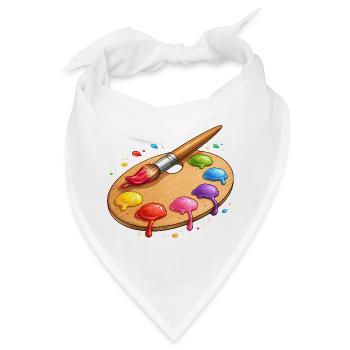 Farbpalette mit Pinsel Illustration - Bandana - Weiß - Vorne