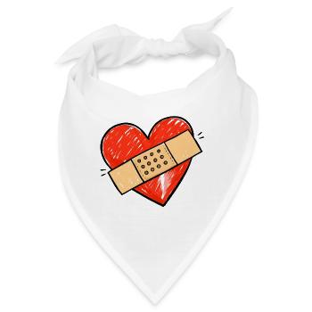 Herz mit Verband - Bandana - Weiß - Vorne
