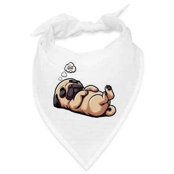 Mops Möpse Mopsbesitzer Mopsliebhaber Mopshalter - Bandana - Weiß - Vorne