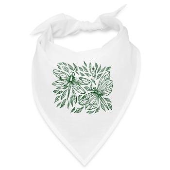 Libellen und botanische Blätter - Bandana - Weiß - Vorne