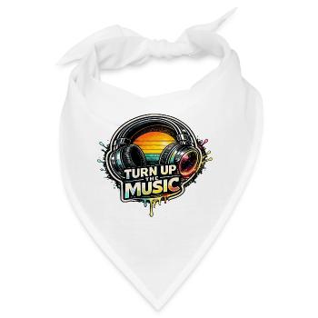 TURN UP THE MUSIC Kopfhörer Retro Musikmotiv - Bandana - Weiß - Vorne