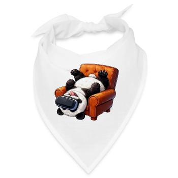 Panda mit VR Brille im Sessel - Bandana - Weiß - Vorne
