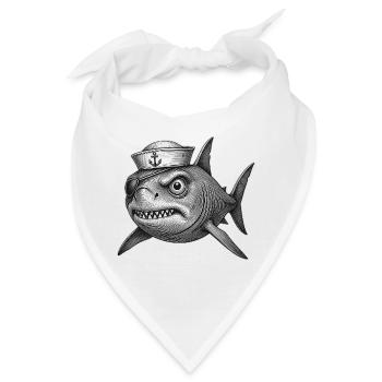 Der mürrische Captain Haifisch - Bandana - Weiß - Vorne