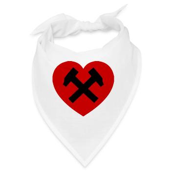 Herz mit Hammer und Sichel - Bandana - Weiß - Vorne
