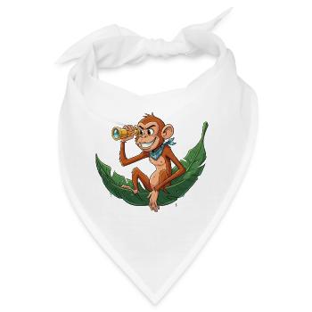 Abenteueraffe mit Fernrohr - Bandana - Weiß - Vorne