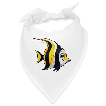 Tropischer Fisch Comic - Bandana - Weiß - Vorne