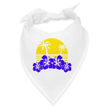 Tropische Abendsonne Hibiskus - Bandana - Weiß - Vorne