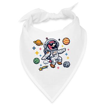 Astronaut Cartoon im Weltraum Flamingo - Bandana - Weiß - Vorne