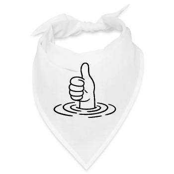 Daumen hoch - Thumbs up - Hand Wasser Wellen - Bandana - Weiß - Vorne