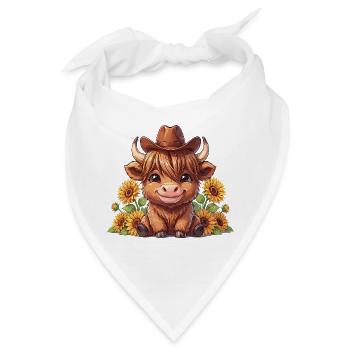 Sonnenblumenkuh im Cowboyhut - Bandana - Weiß - Vorne