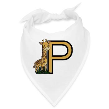 Giraffe neben Großbuchstabe P - Bandana - Weiß - Vorne