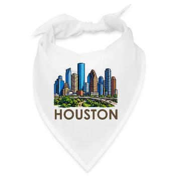 Houston Skyline Stadtlandschaft - Bandana - Weiß - Vorne