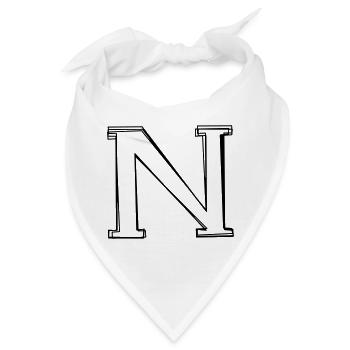 Buchstabe N handgezeichnet - Bandana - Weiß - Vorne