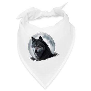 Mondlichtwolf im Mondschein - Bandana - Weiß - Vorne