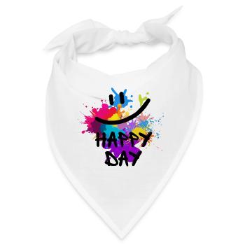 Happy Day - positive Vibes - Bandana - Weiß - Vorne
