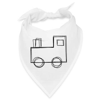 Lokomotive handgezeichnet - Bandana - Weiß - Vorne