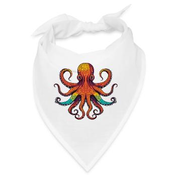 Bunter Oktopus Regenbogenlook - Bandana - Weiß - Vorne