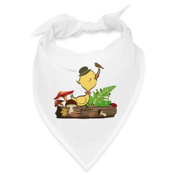 Ente mit Hut im Wald - Bandana - Weiß - Vorne