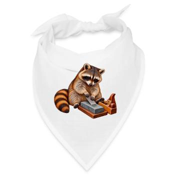 Waschbär schärft einen Handhobel - Bandana - Weiß - Vorne