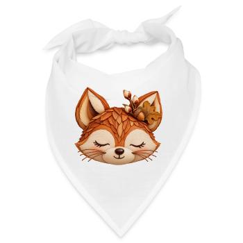 Niedlicher Fuchs im Herbstlaub  - Bandana - Weiß - Vorne
