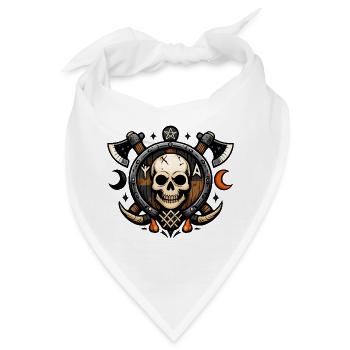 Schädel Schild Ritual-Motiv - Bandana - Weiß - Vorne