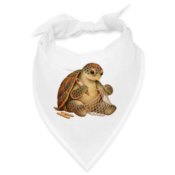 Schildkröte flickt ein Fischernetz - Bandana - Weiß - Vorne
