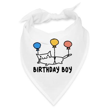Runder Geburtstag Geschenk Katze mit Ballons - Bandana - Weiß - Vorne