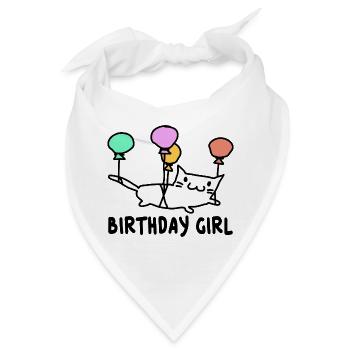 Katze mit Ballons Birthday Girl Geschenk - Bandana - Weiß - Vorne