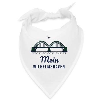Moin Wilhelmshaven – Brücke Hafen Nordsee Motiv - Bandana - Weiß - Vorne