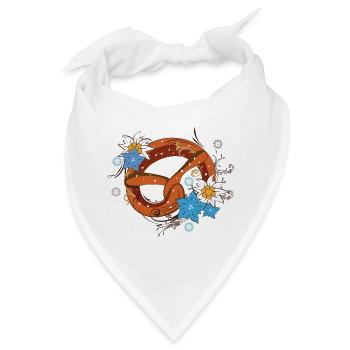 Brezel mit Enzian und Edelweiß - Bandana - Weiß - Vorne