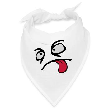 Komisches Comic Gesicht Cool Zunge Rausstrecken - Bandana - Weiß - Vorne