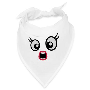 Erschrocken gucken Cartoon Gesicht Frau Weiblich - Bandana - Weiß - Vorne