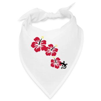 HIBISCUS mit GECKO - Bandana - Weiß - Vorne