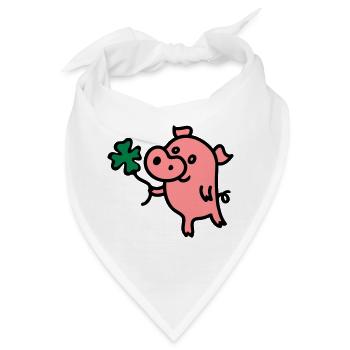 Schweinchen Klee 3 - Bandana - Weiß - Vorne