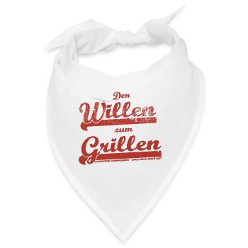 Den Willen zum Grillen - Vintage College Shirt - Bandana - Weiß - Vorne