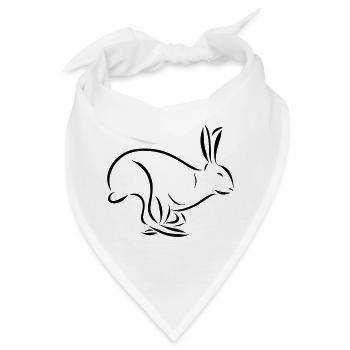 laufender Hase Feldhase Langohr Löffel Zeichnung - Bandana - Weiß - Vorne