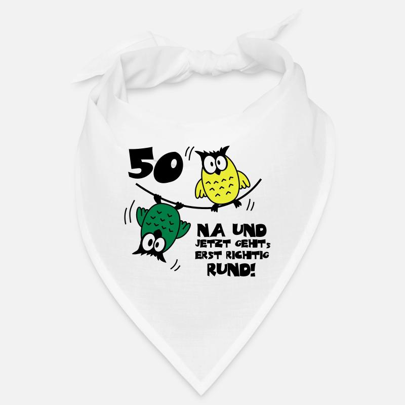 Geburtstag 50, Eulen am Drahtseil, rund Bandana